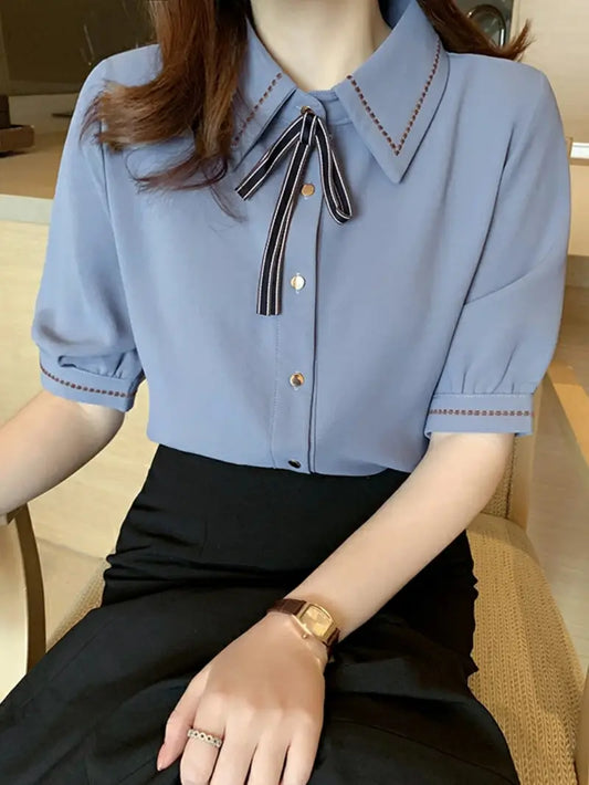 Russell-Retro bowtie collar shirt